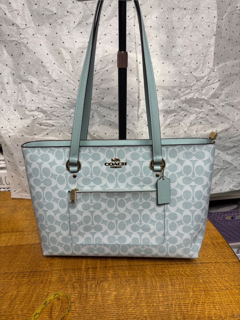 NWT Coach Light Blue Signature Station Tote